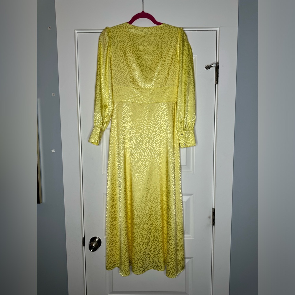 Olivia Rubin Dahlia Midi Dress Yellow Long Sleeve Button - Picture 11 of 16